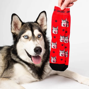 Personalisierte Socken mit einem Husky Foto von Luna Socks