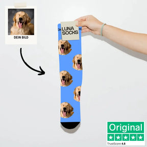 Personalisierte Socken mit einem Hunde Foto, Erklärbild