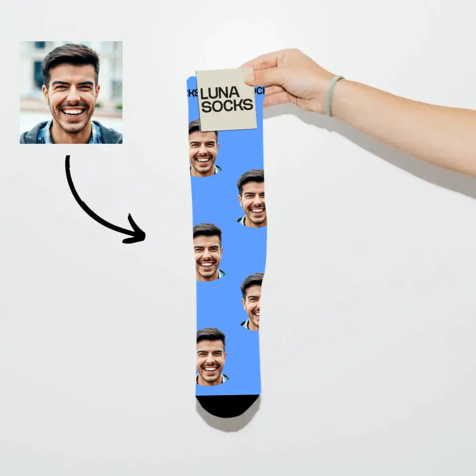 Personalisierte Socken aus Baumwolle mit deinem Gesicht